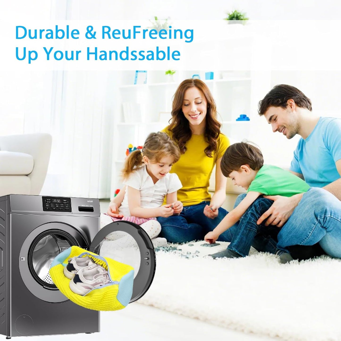Confezione da 2 Sacchetti per Lavare Scarpe a 360°, Riutilizzabili e Durevoli, con Cerniera, per Lavatrice, Pulizia Efficace