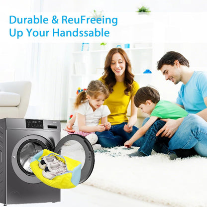 Confezione da 2 Sacchetti per Lavare Scarpe a 360°, Riutilizzabili e Durevoli, con Cerniera, per Lavatrice, Pulizia Efficace