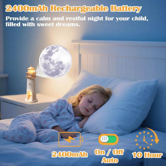 Lampada Luna LED con Proiettore, Ricaricabile con Telecomando e Timer, Luce Notturna da Comodino per Camera e Bambini