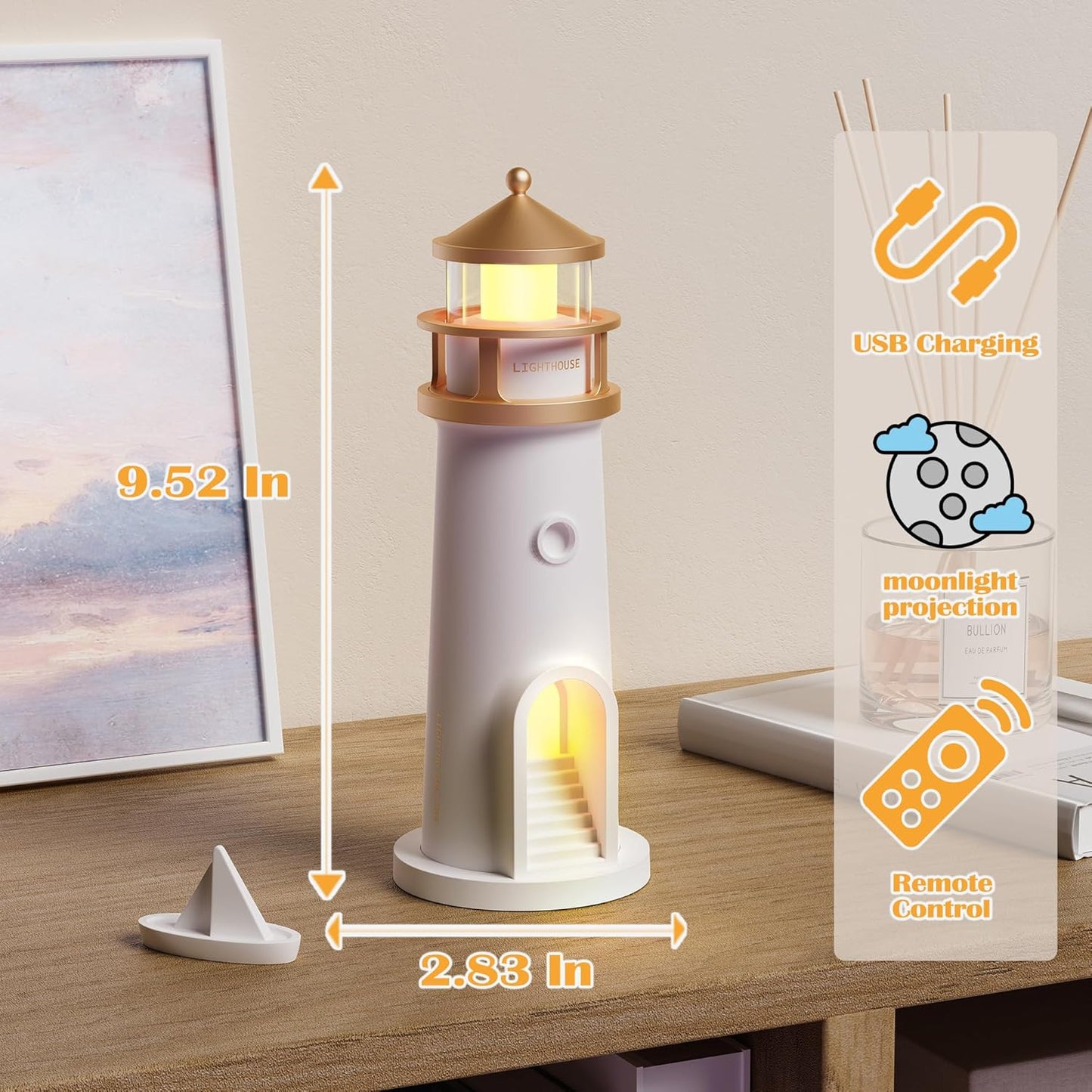 Lampada Luna LED con Proiettore, Ricaricabile con Telecomando e Timer, Luce Notturna da Comodino per Camera e Bambini